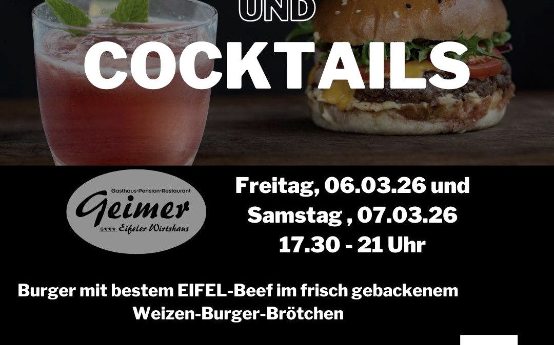 Burger und Cocktails, © Gasthaus Geimer Burger und Cocktails, © Gasthaus Geimer