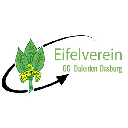 Das Logo des Eifelvereins zeigt ein Blatt und einen Pfeil, der eine Bewegung darstellt. Es repräsentiert die Ortsgruppe Daleiden-Dasburg.