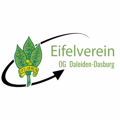 Het logo van de Eifelvereniging toont een blad en een pijl die beweging vertegenwoordigt. Het staat voor de plaatselijke groep Daleiden-Dasburg.