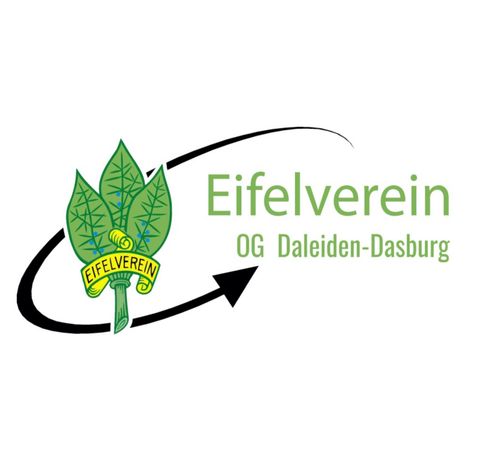 Das Logo des Eifelvereins zeigt ein grünes Blatt mit einem Wappen. Es steht für die Ortsgruppe Daleiden-Dasburg und symbolisiert Natur und Gemeinschaft.