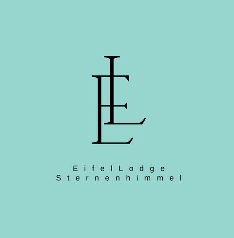 Ein modernes Logo der EifelLodge mit dem Schriftzug "Sternenhimmel". Das Design ist schlicht und elegant auf einem einfarbigen Hintergrund.