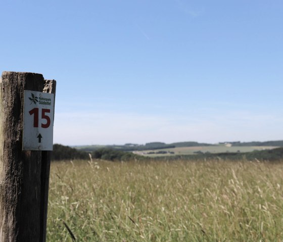 Waymarking and distant view near Arzfeld, © Tourist-Information Islek