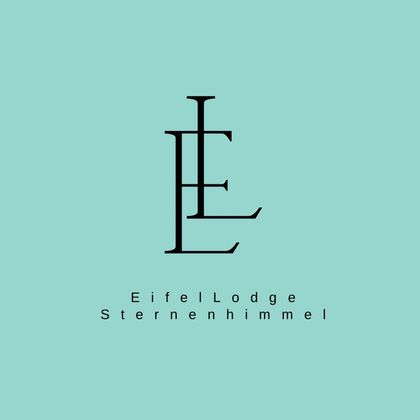 Een modern logo van de EifelLodge met de tekst "Sternenhimmel". Het ontwerp is eenvoudig en elegant op een effen achtergrond.