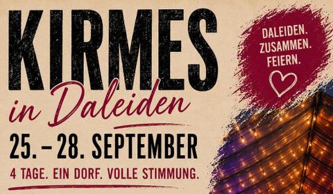 Kirmes in Daleiden vom 19. bis 22. September. Verschiedene Veranstaltungen wie live Musik, Hüttengaudi und Blasmusik erwarten die Besucher.